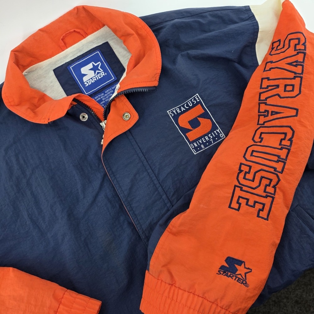 Vintage 90s Starter Syracuse Orangemen Jacket Lined Mens Sz Large Full Zip Logo